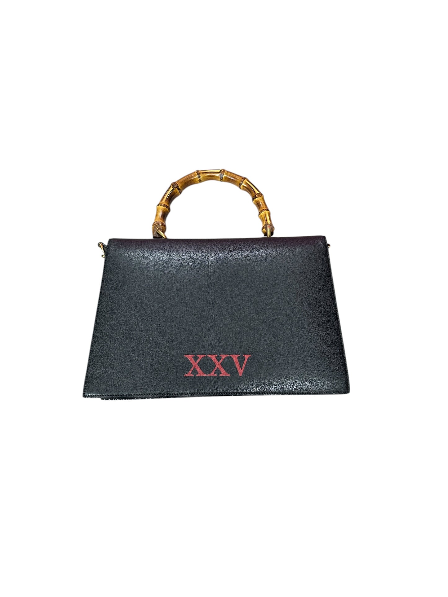 GUCCI Calfskin Bamboo Top Handle Animalier Print Bag Black Gold Hardware Gu667