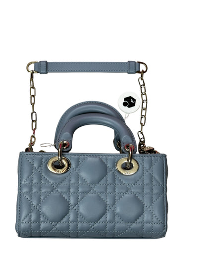CHRISTIAN DIOR Lady D-Joy Micro Cannage Lambskin Bag Cloud Blue Gold Hardware Ch2173