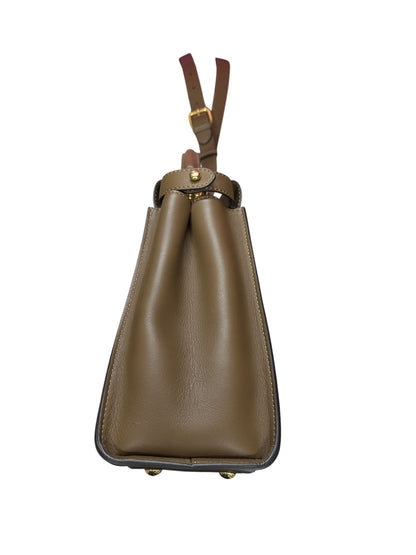 FENDI Peekaboo ISeeU Medium Calfskin Leather 2-way Bag Taupe Gold Hardware FE386