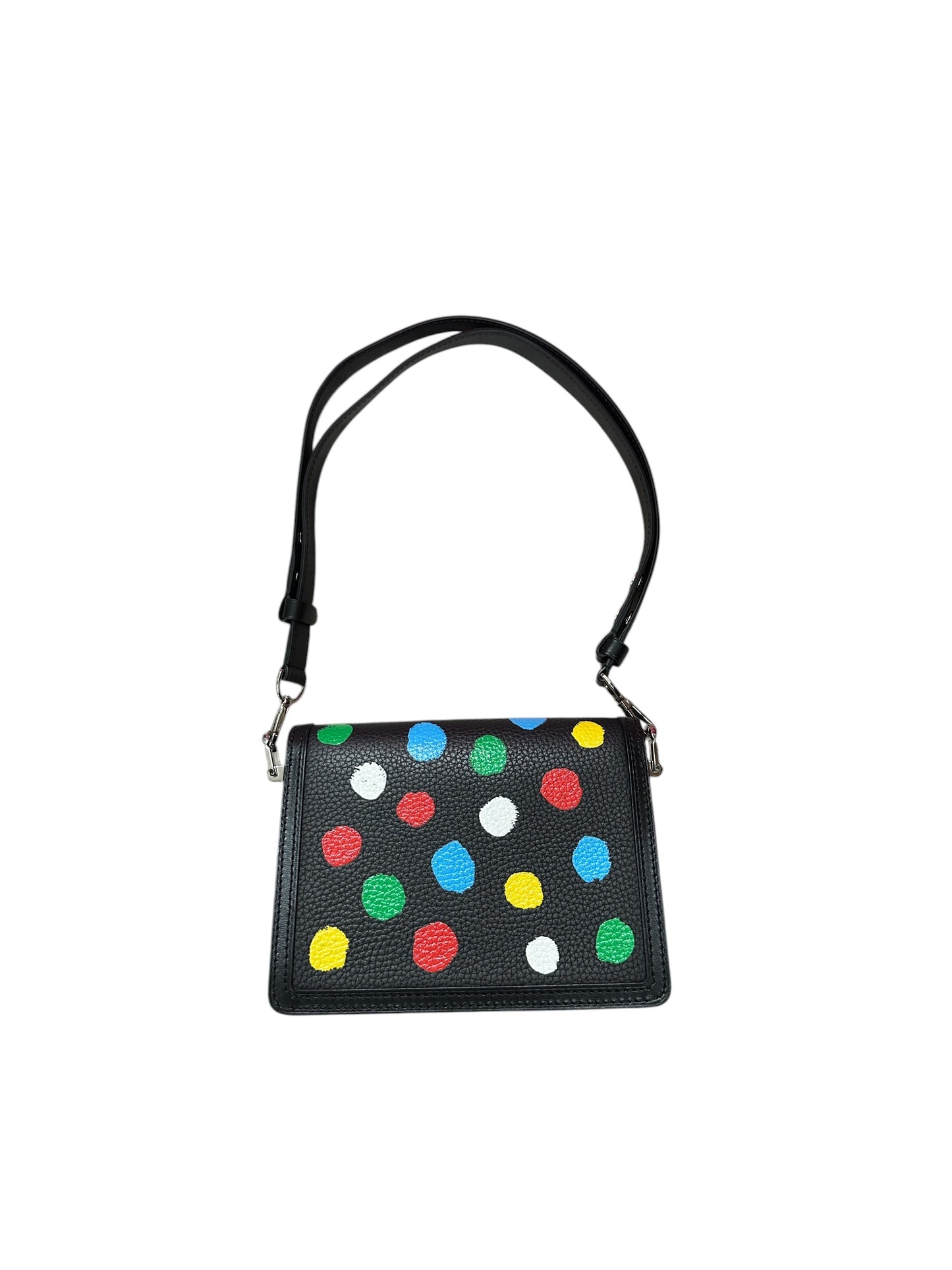 LOUIS VUITTON x YAYOI KUSAMA Taurillon Monogram Dauphine MM Painted Dots Black Silver Hardware LO2371