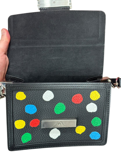 LOUIS VUITTON x YAYOI KUSAMA Taurillon Monogram Dauphine MM Painted Dots Black Silver Hardware LO2371