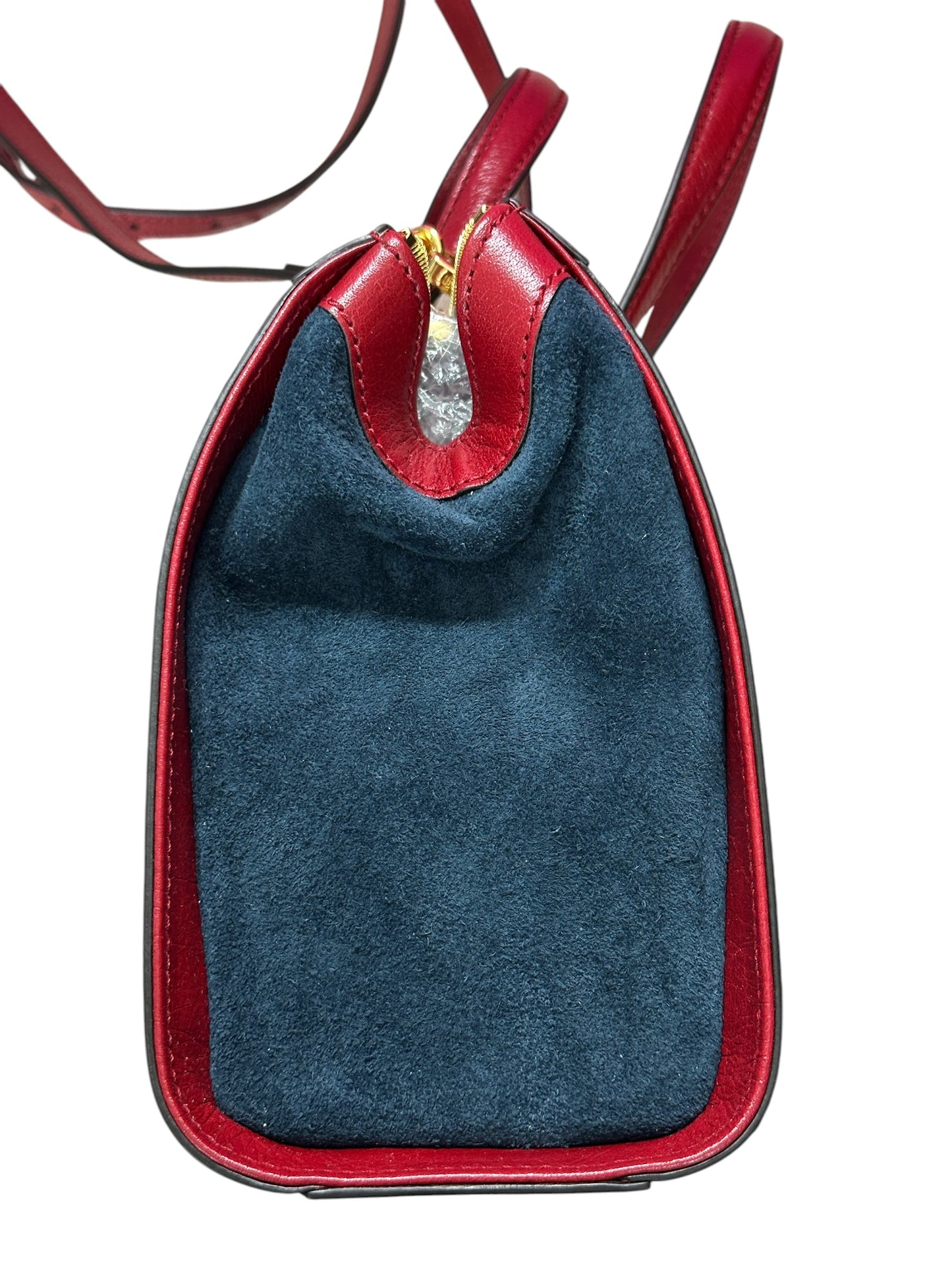 GUCCI Suede Calfskin Ophidia Tote Bag Navy Red Gold Hardware Gu665