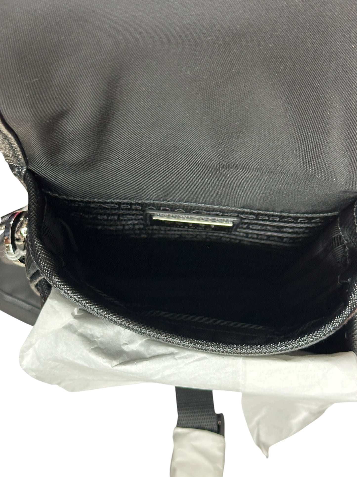 PRADA Re-Nylon Saffiano Vertical Crossbody Bag Black Silver Hardware PR209