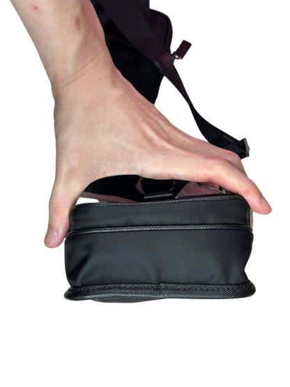 PRADA Re-Nylon Saffiano Vertical Crossbody Bag Black Silver Hardware PR209