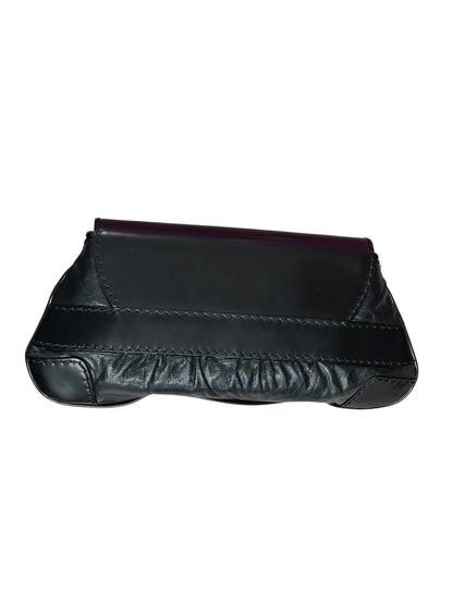 GUCCI Calfskin Queen Margaret Clutch Bag Black Gold Hardware Gu668