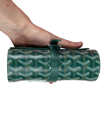 GOYARD Goyardine Tri-Fold Travel Pouch Green Silver Hardware GO26