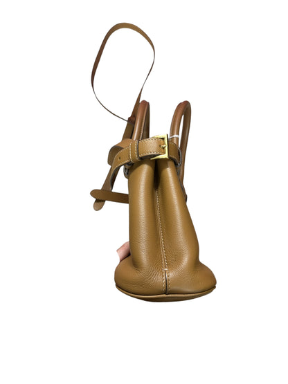PRADA Buckle Calfskin Leather 2way Handbag Medium Caramel Gold Hardware PR210