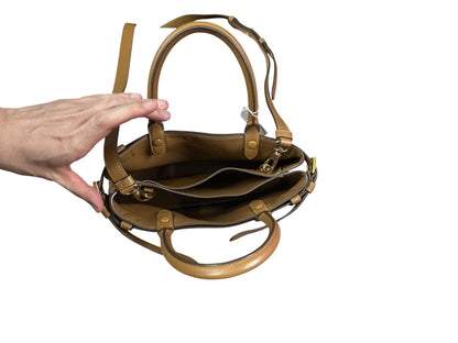 PRADA Buckle Calfskin Leather 2way Handbag Medium Caramel Gold Hardware PR210