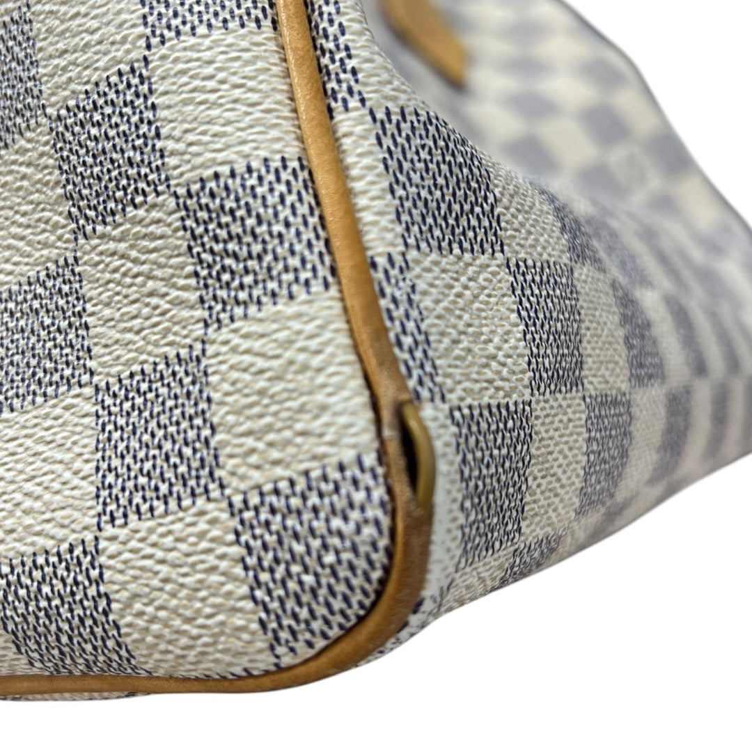 LOUIS VUITTON Damier Azur Speedy 25 Handbag White, Blue Gold Hardware LO2142