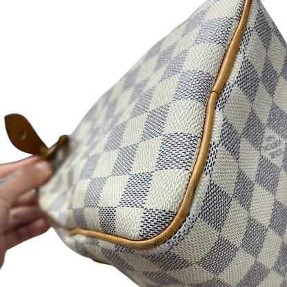 LOUIS VUITTON Damier Azur Speedy 25 Handbag White, Blue Gold Hardware LO2142