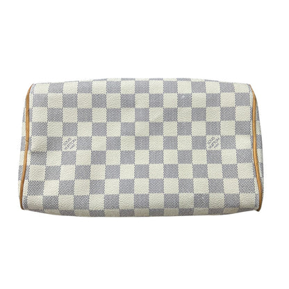 LOUIS VUITTON Damier Azur Speedy 25 Handbag White, Blue Gold Hardware LO2142