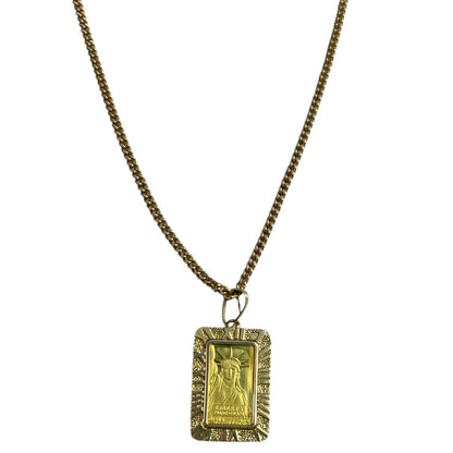 ACCESSORY GENERIC Gold Statue of Liberty 1 oz Gold Bar Pendant Necklace Necklace Gold Gold Hardware Je2