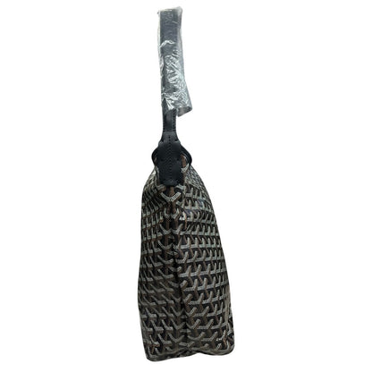 GOYARD Goyardine Canvas Hobo Shoulder Bag Shoulder Bag Black / Tan Silver Hardware GO27