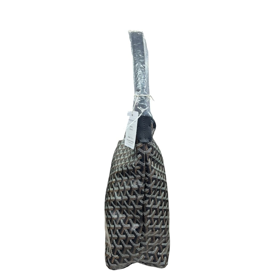 GOYARD Goyardine Canvas Hobo Shoulder Bag Shoulder Bag Black / Tan Silver Hardware GO27