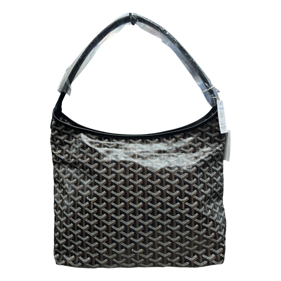 GOYARD Goyardine Canvas Hobo Shoulder Bag Shoulder Bag Black / Tan Silver Hardware GO27
