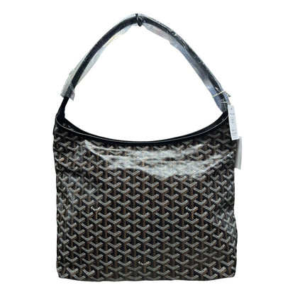 GOYARD Goyardine Canvas Hobo Shoulder Bag Shoulder Bag Black / Tan Silver Hardware GO27