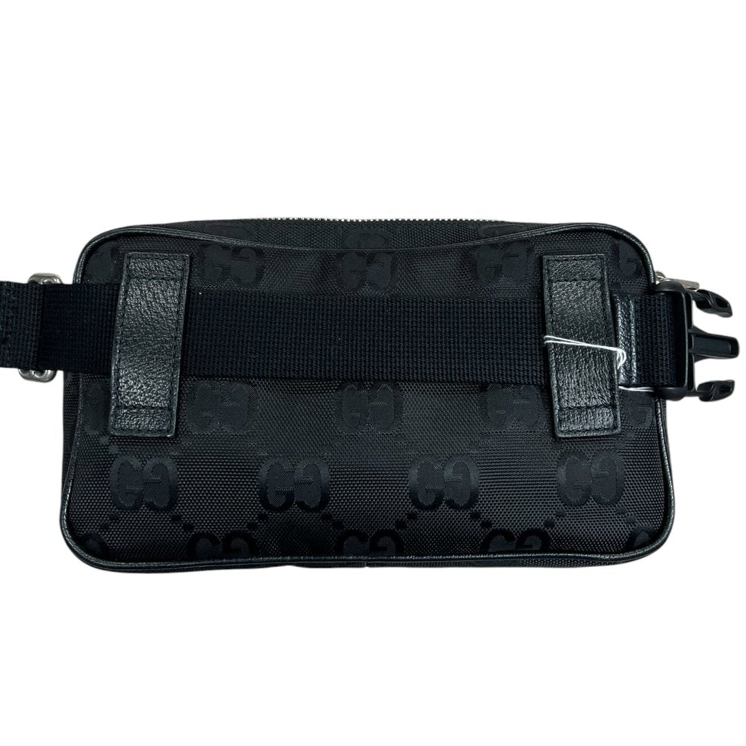 GUCCI GG Nylon GG Nylon Belt Bag Belt Bag Black Silver Hardware GU674