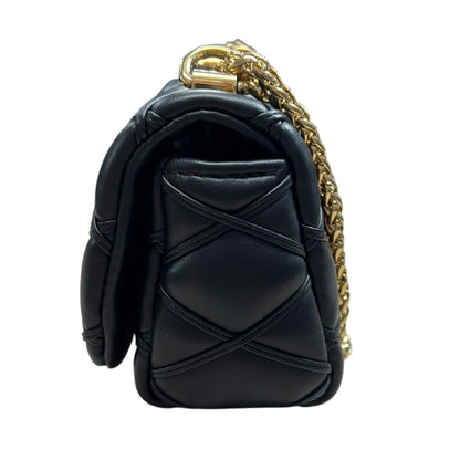 LOUIS VUITTON Quilted Calfskin LV Pont 9 Soft Mini Shoulder Bag Black Gold Hardware LO2373