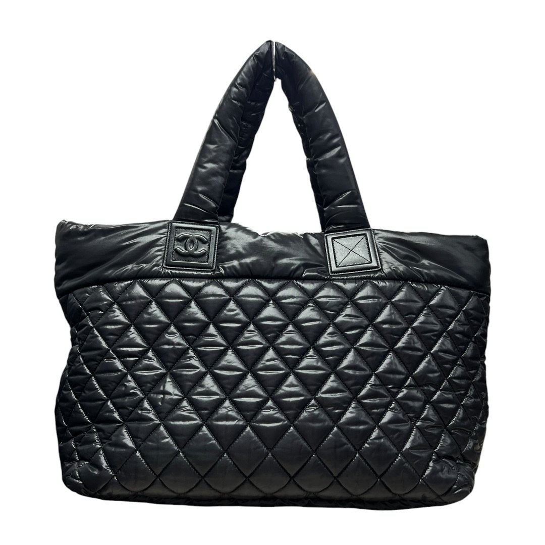 CHANEL Nylon Coco Cocoon Tote Bag Tote Black Silver Hardware CH2184