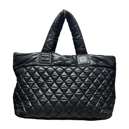 CHANEL Nylon Coco Cocoon Tote Bag Tote Black Silver Hardware CH2184