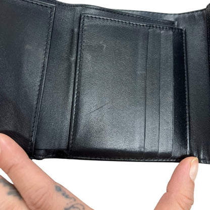 CHANEL Grained Calfskin Boy Chanel Small Flap Wallet Wallet Black Silver Hardware CH2187