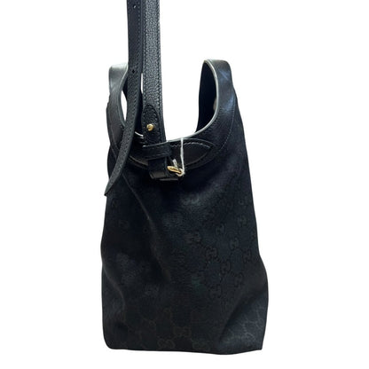 GUCCI GG Canvas Ophidia Hobo Bag Shoulder Bag Black Gold Hardware GU679