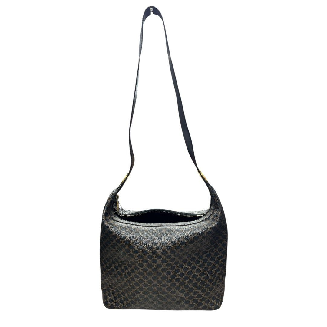 CELINE Triomphe Canvas Triomphe Canvas Shoulder Bag Shoulder Bag Black and Brown Gold Hardware Ce270