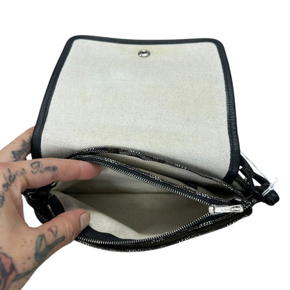 GOYARD Goyardine Canvas Plumet Pochette Shoulder Bag Black, Tan, White Silver Hardware GO28