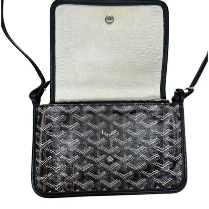 GOYARD Goyardine Canvas Plumet Pochette Shoulder Bag Black, Tan, White Silver Hardware GO28