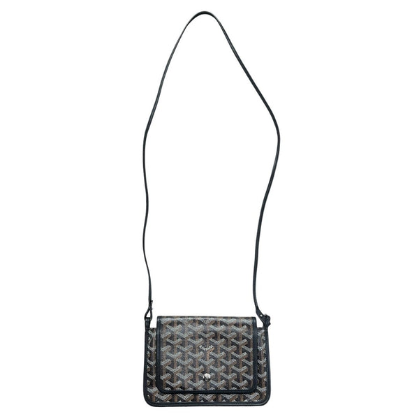 GOYARD Goyardine Canvas Plumet Pochette Shoulder Bag Black, Tan, White Silver Hardware GO28