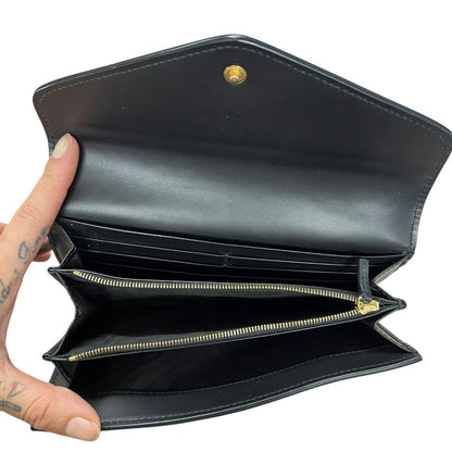 GUCCI GG Embossed Leather GG Embossed Continental Wallet Wallet Black Gold Hardware GU677