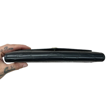 GUCCI GG Embossed Leather GG Embossed Continental Wallet Wallet Black Gold Hardware GU677