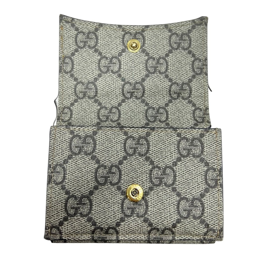 GUCCI GG Supreme Canvas The Hacker Project Tri-Fold Wallet Wallet Beige and Ebony with Black Trim Gold Hardware GU680