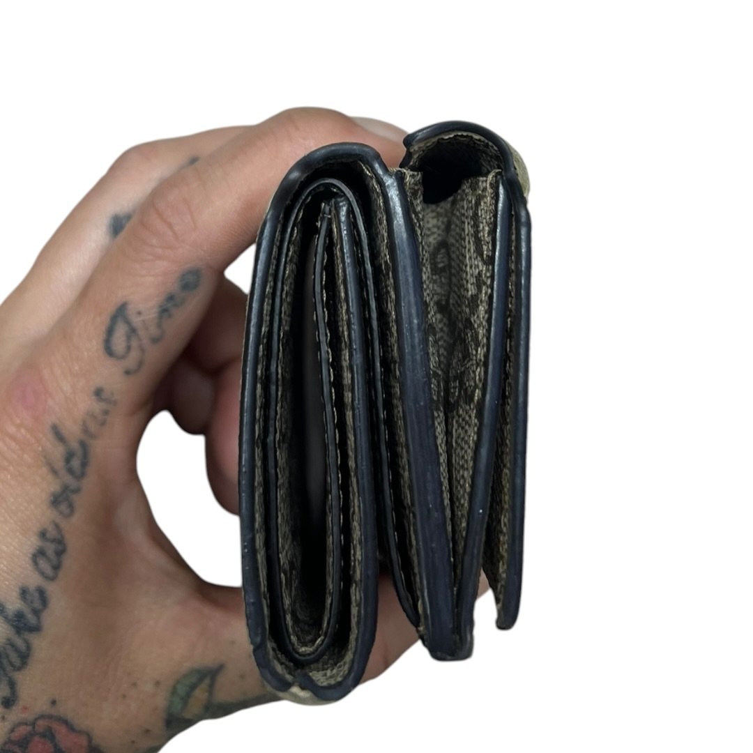 GUCCI GG Supreme Canvas The Hacker Project Tri-Fold Wallet Wallet Beige and Ebony with Black Trim Gold Hardware GU680