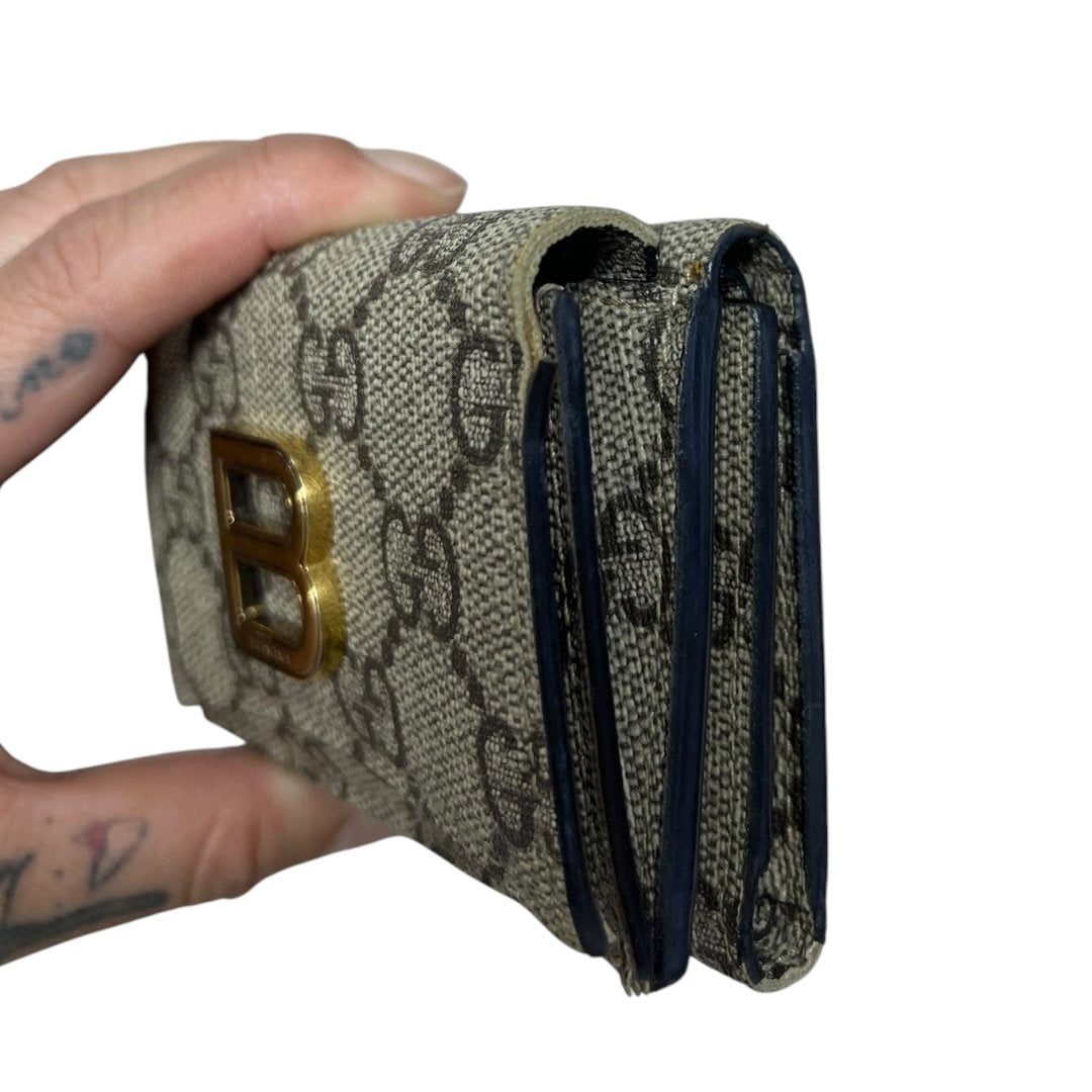 GUCCI GG Supreme Canvas The Hacker Project Tri-Fold Wallet Wallet Beige and Ebony with Black Trim Gold Hardware GU680