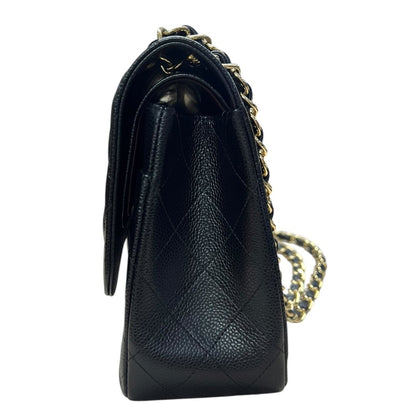 CHANEL Caviar Classic Flap Bag Shoulder Bag Black Gold Hardware CH2188