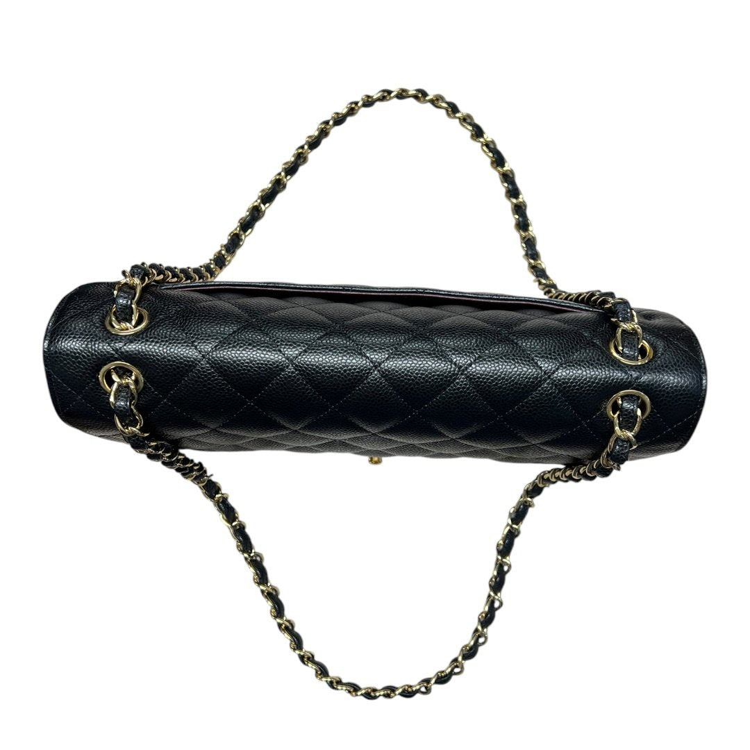 CHANEL Caviar Classic Flap Bag Shoulder Bag Black Gold Hardware CH2188