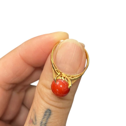 ACCESSORY UNBRANDED Coral, Gold Ring Red, Gold Gold-tone Hardware je18
