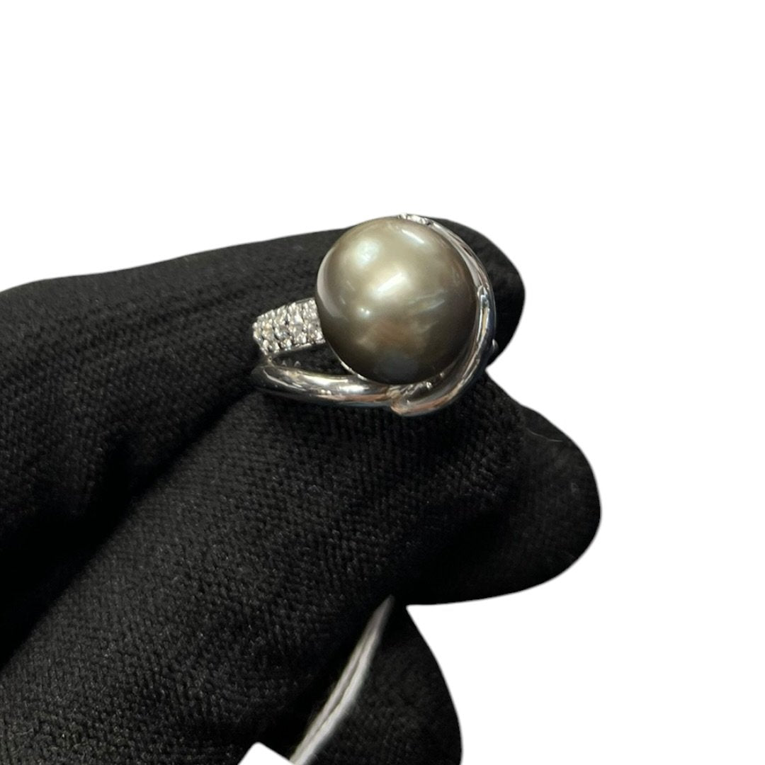 ACCESSORY UNBRANDED Pearl, Platinum Ring Dark Grey (Pearl), Silver (Metal) Platinum je11