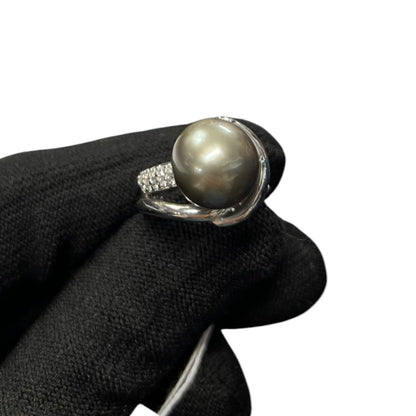 ACCESSORY UNBRANDED Pearl, Platinum Ring Dark Grey (Pearl), Silver (Metal) Platinum je11
