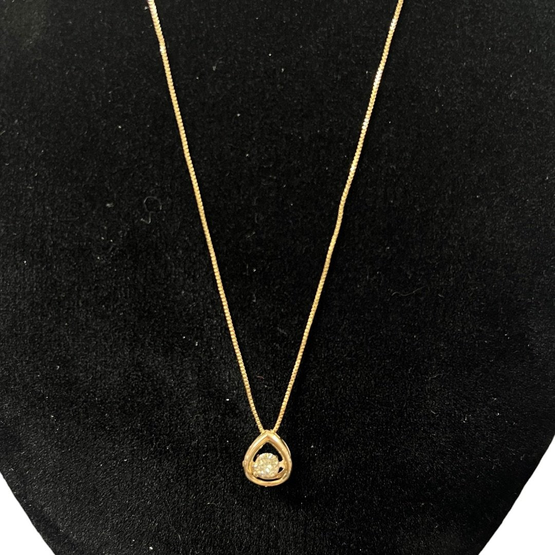 ACCESSORY UNKNOWN 18K Gold, Diamond Open Teardrop Diamond Pendant Necklace Necklace Gold Gold Hardware je17