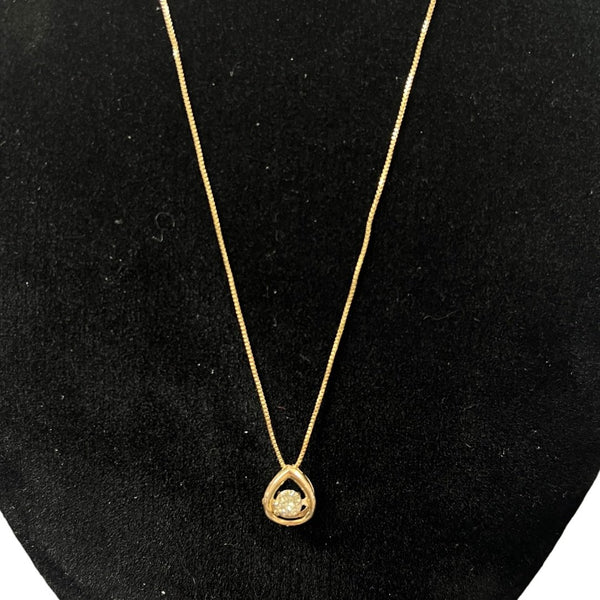 ACCESSORY UNKNOWN 18K Gold, Diamond Open Teardrop Diamond Pendant Necklace Necklace Gold Gold Hardware je17