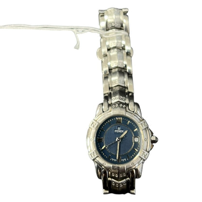 FENDI Stainless Steel Watch Silver-tone, Blue Silver-tone Hardware FE388