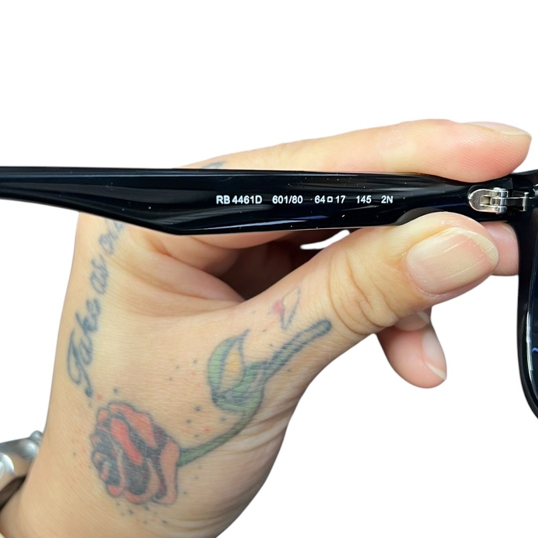 RAY-BAN Acetate RB 4461D Black frame, Dark Blue lenses Silver-tone Hardware Ra8