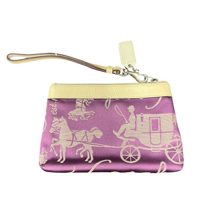 COACH Fabric, Leather Wristlet Wristlet Purple, Beige Silver Hardware co25