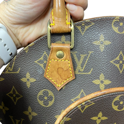 LOUIS VUITTON Monogram Canvas Ellipse PM Handbag Brown Gold Hardware LO2374