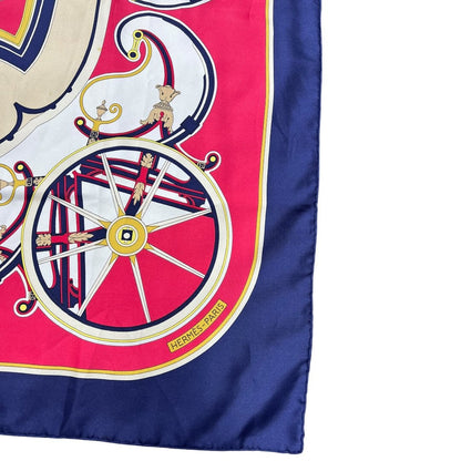 HERMES Silk Washington's Carriage Fuchsia, Navy, Cream, Gold HE461