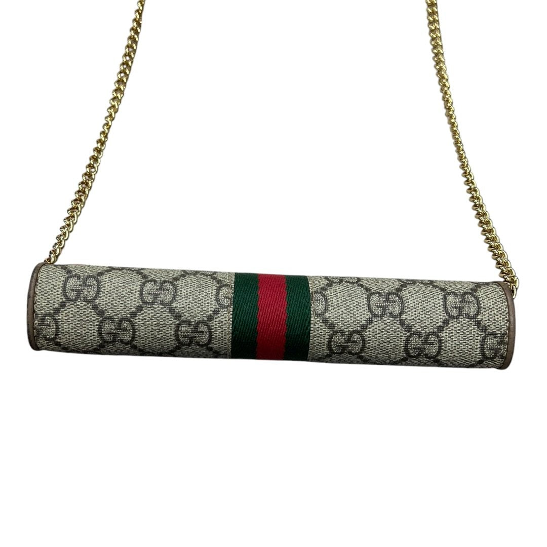 GUCCI GG Supreme Canvas Ophidia GG Supreme Chain Wallet Wallet on Chain Beige, Brown, Green, Red Gold Hardware GU683