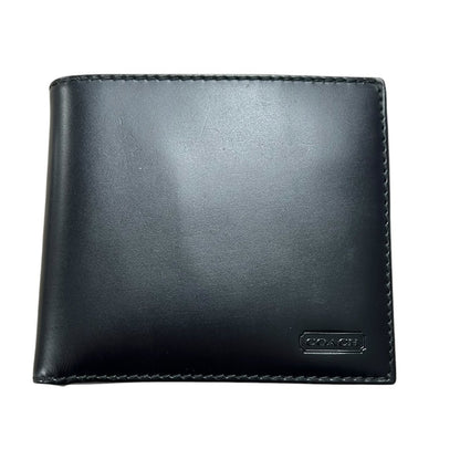 COACH Leather Bifold Wallet Wallet Black Silver Hardware CO28