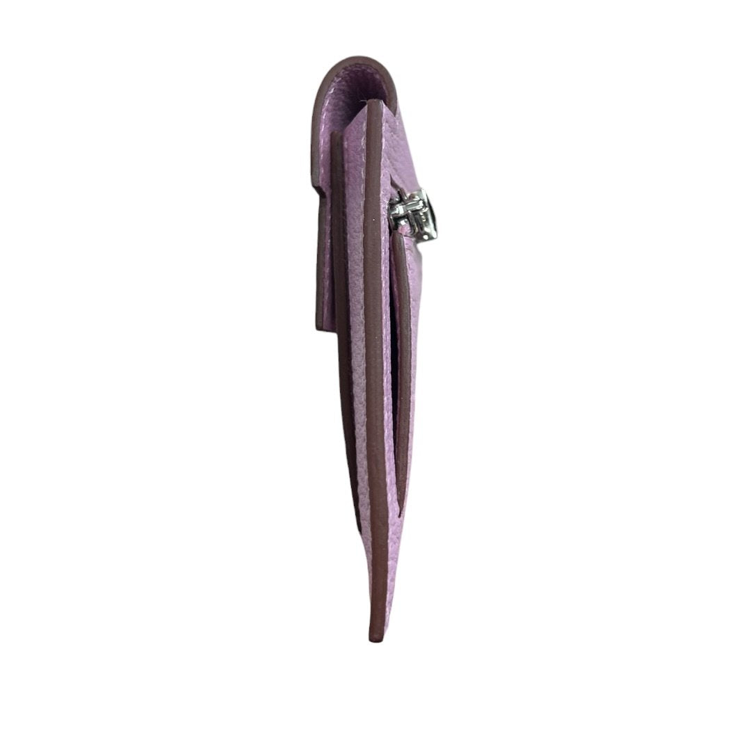 HERMES Togo Kelly Pocket Compact Wallet Lilac Silver Hardware HE462